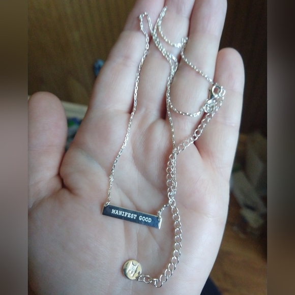 Manifest good bar necklace fortune and frame sterling silver 925 - Picture 2 of 4